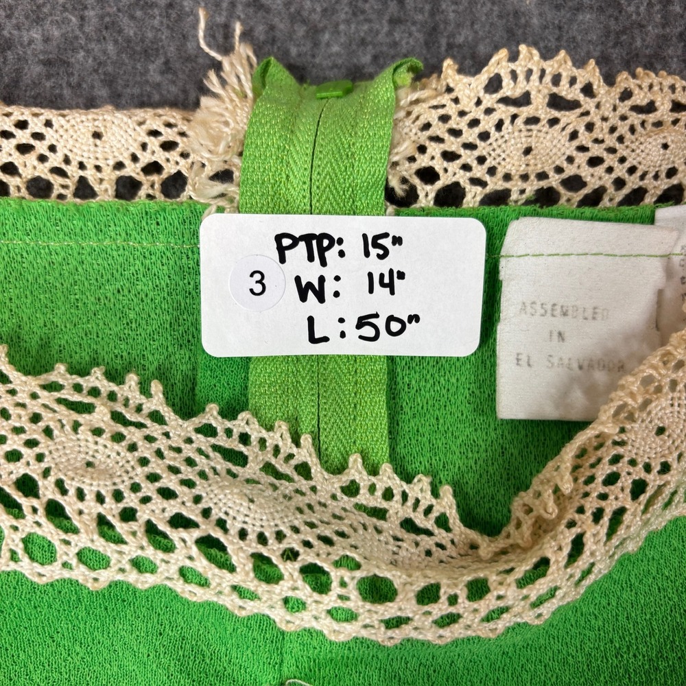 NWT Joni Girl of California Vintage 70s Green Lace Empire Waist Maxi Dress 7 - Picture 5 of 9